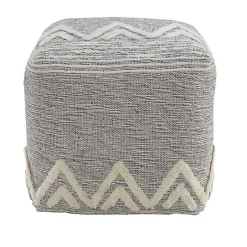Clearance Kirklands Home Gray and Ivory Tufted Peak Pouf