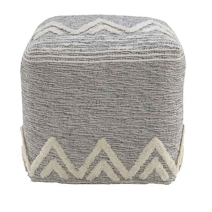Clearance Kirklands Home Gray and Ivory Tufted Peak Pouf