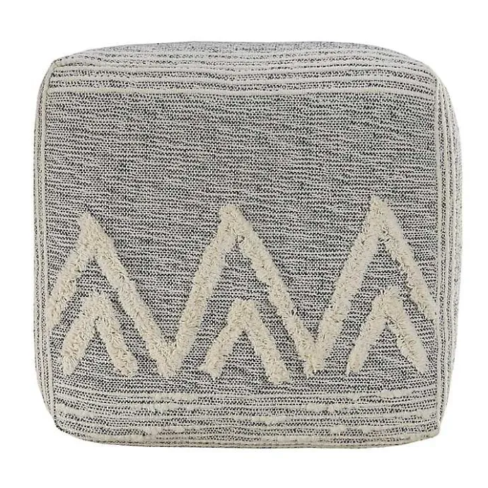 Clearance Kirklands Home Gray and Ivory Tufted Peak Pouf