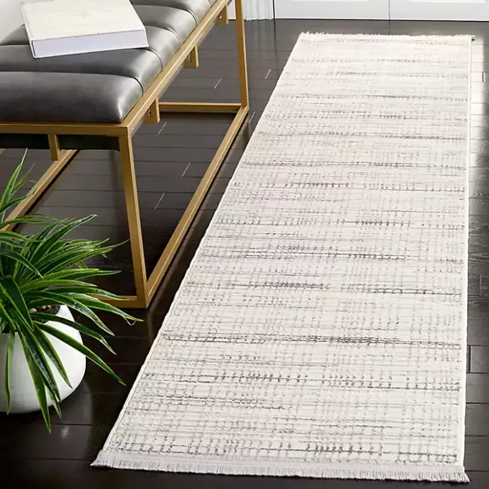 Sale Kirklands Home Gray and Ivory Whisper Striated Runner, 2x8