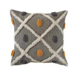 Hot Kirklands Home Gray and Orange Tufted Accent Pillow