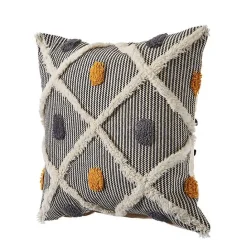 Hot Kirklands Home Gray and Orange Tufted Accent Pillow