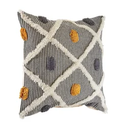 Hot Kirklands Home Gray and Orange Tufted Accent Pillow