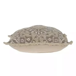 Sale Kirklands Home Gray and Tan Medallion Fringe Pillow