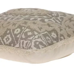 Sale Kirklands Home Gray and Tan Medallion Fringe Pillow