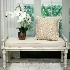 Sale Kirklands Home Gray and Tan Medallion Fringe Pillow