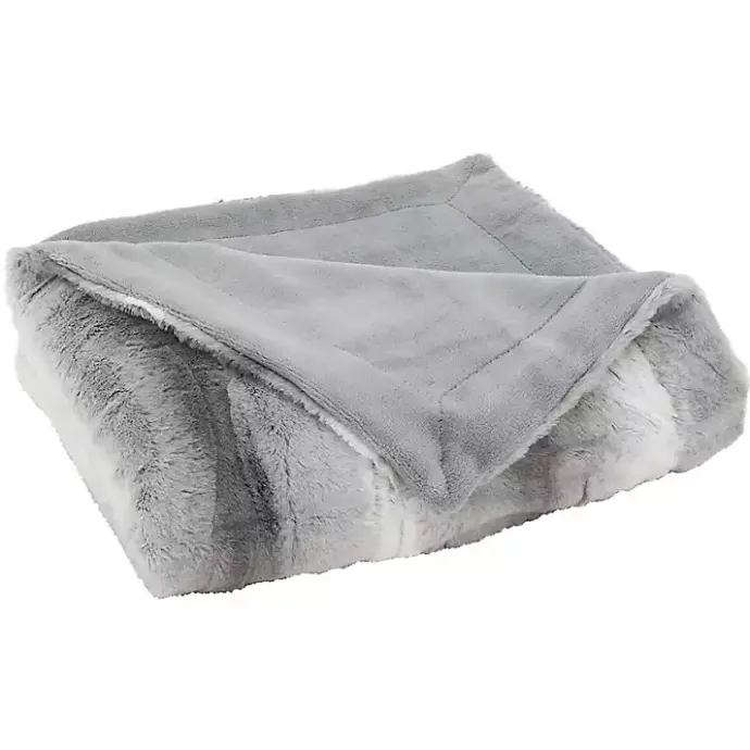 Best Kirklands Home Gray and White Animal Print Faux Fur Throw