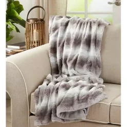 Best Kirklands Home Gray and White Animal Print Faux Fur Throw