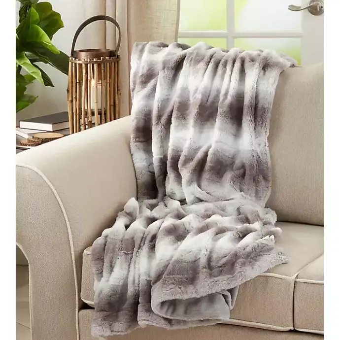 Best Kirklands Home Gray and White Animal Print Faux Fur Throw