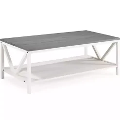Outlet Kirklands Home Gray and Barnwood Coffee Table White