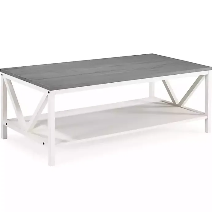 Outlet Kirklands Home Gray and Barnwood Coffee Table White