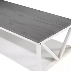 Outlet Kirklands Home Gray and Barnwood Coffee Table White