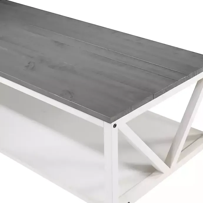 Outlet Kirklands Home Gray and Barnwood Coffee Table White