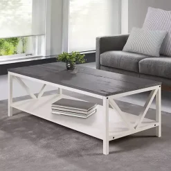 Outlet Kirklands Home Gray and Barnwood Coffee Table White