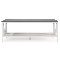 Outlet Kirklands Home Gray and Barnwood Coffee Table White