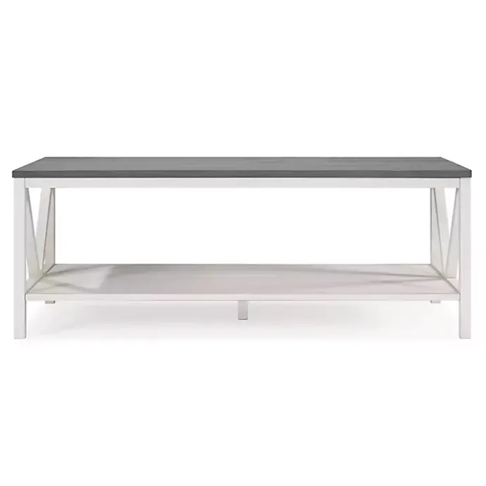 Outlet Kirklands Home Gray and Barnwood Coffee Table White