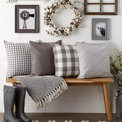 Best Kirklands Home and White Check Pillow Covers, Set of 4 Gray