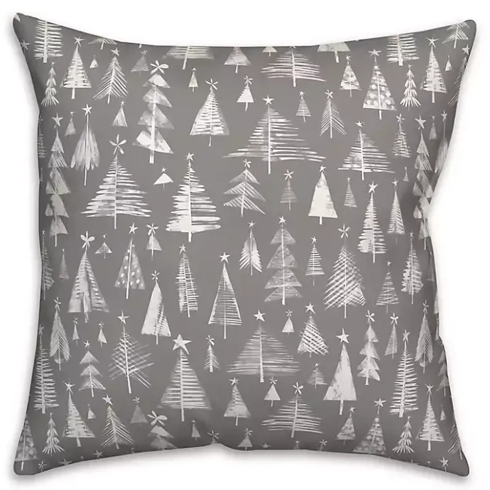 Kirklands Home Gray and White Christmas Trees Pillow