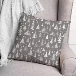 Kirklands Home Gray and White Christmas Trees Pillow