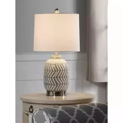Best Kirklands Home Gray and Etched Table Lamp White