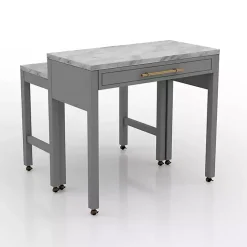 Discount Kirklands Home Gray and White Faux Marble Nested Counter Table