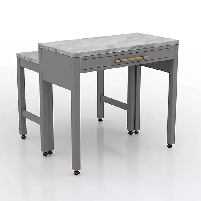 Discount Kirklands Home Gray and White Faux Marble Nested Counter Table