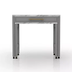 Discount Kirklands Home Gray and White Faux Marble Nested Counter Table