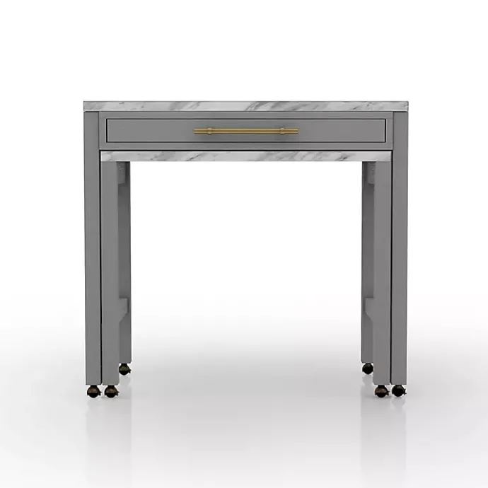 Discount Kirklands Home Gray and White Faux Marble Nested Counter Table