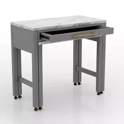 Discount Kirklands Home Gray and White Faux Marble Nested Counter Table