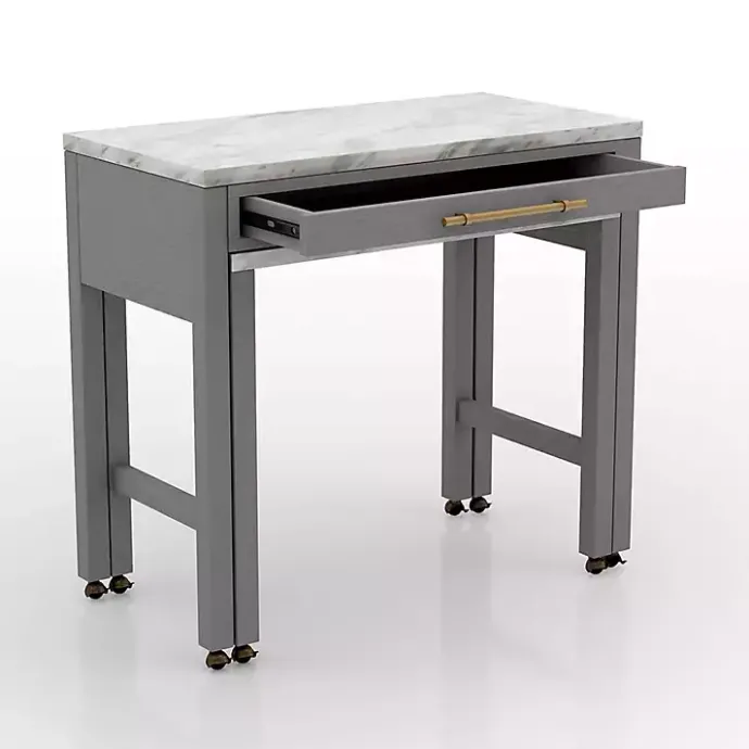 Discount Kirklands Home Gray and White Faux Marble Nested Counter Table