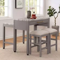 Discount Kirklands Home Gray and White Faux Marble Nested Counter Table