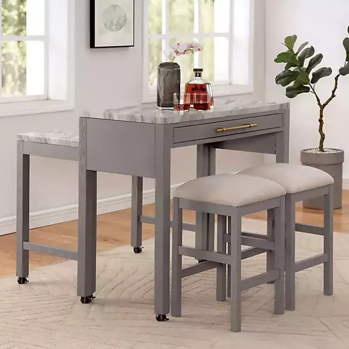 Discount Kirklands Home Gray and White Faux Marble Nested Counter Table