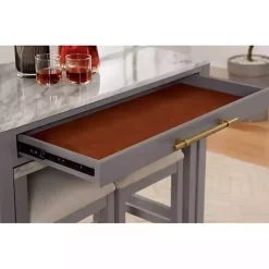 Discount Kirklands Home Gray and White Faux Marble Nested Counter Table