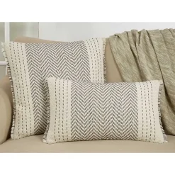 Hot Kirklands Home Gray and White Kantha Chevron Pillow