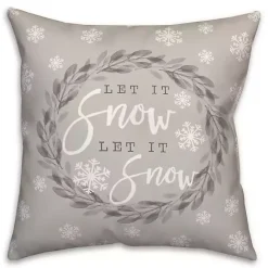 Kirklands Home Gray and White Let it Snow Wreath Pillow
