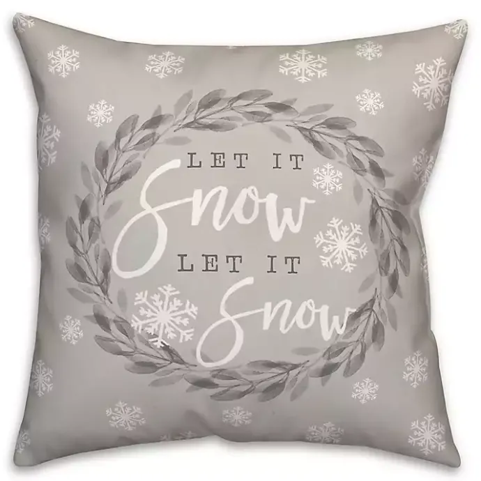 Kirklands Home Gray and White Let it Snow Wreath Pillow