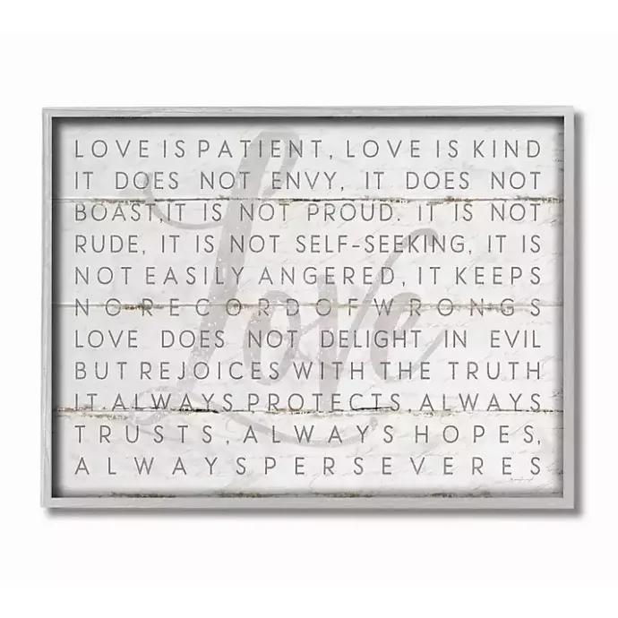 Kirklands Home Gray and White Love Is Patient Framed Art Print