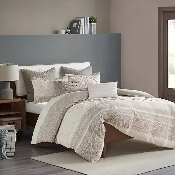 Outlet Kirklands Home Gray and White 3-pc. California King Duvet Set