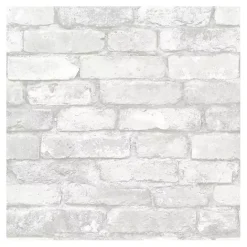 Discount Kirklands Home Gray and White Rustic Brick Peel & Stick Wallpaper