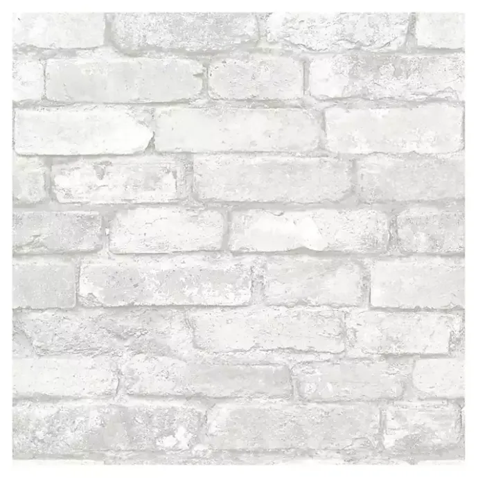 Discount Kirklands Home Gray and White Rustic Brick Peel & Stick Wallpaper