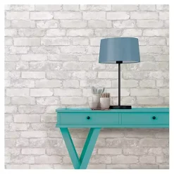 Discount Kirklands Home Gray and White Rustic Brick Peel & Stick Wallpaper
