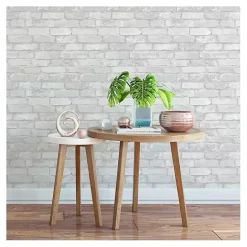 Discount Kirklands Home Gray and White Rustic Brick Peel & Stick Wallpaper