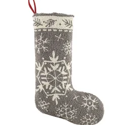 Clearance Kirklands Home Gray and White Snowflake Stocking