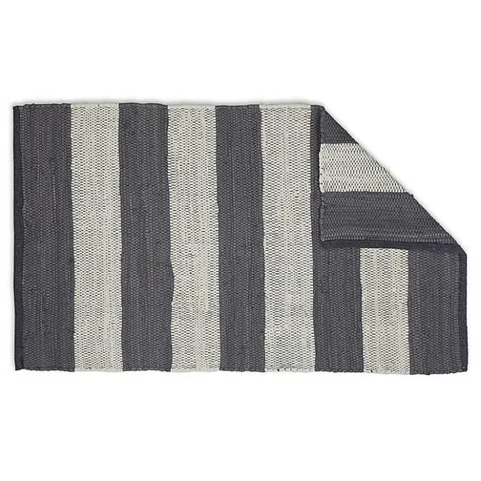 Discount Kirklands Home and White Stripe Cotton Accent Rug, 2x3 Gray