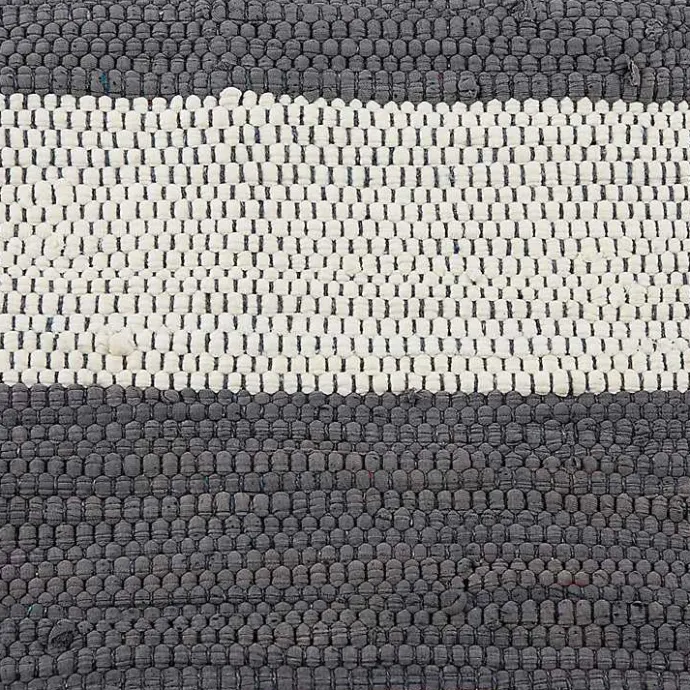 Discount Kirklands Home and White Stripe Cotton Accent Rug, 2x3 Gray