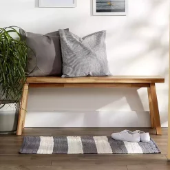 Discount Kirklands Home and White Stripe Cotton Accent Rug, 2x3 Gray