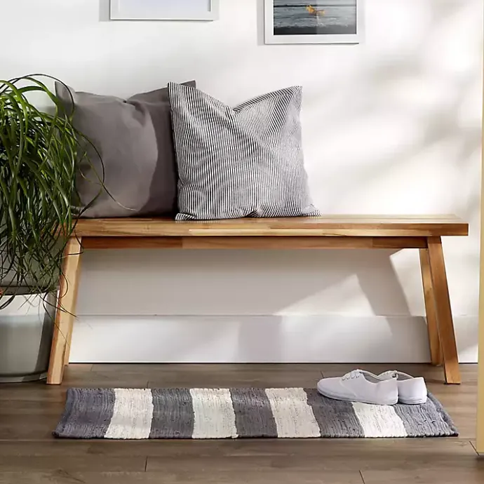 Discount Kirklands Home and White Stripe Cotton Accent Rug, 2x3 Gray