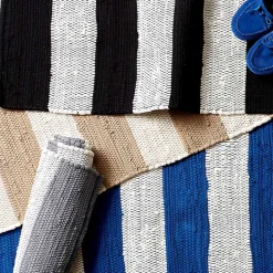 Discount Kirklands Home and White Stripe Cotton Accent Rug, 2x3 Gray