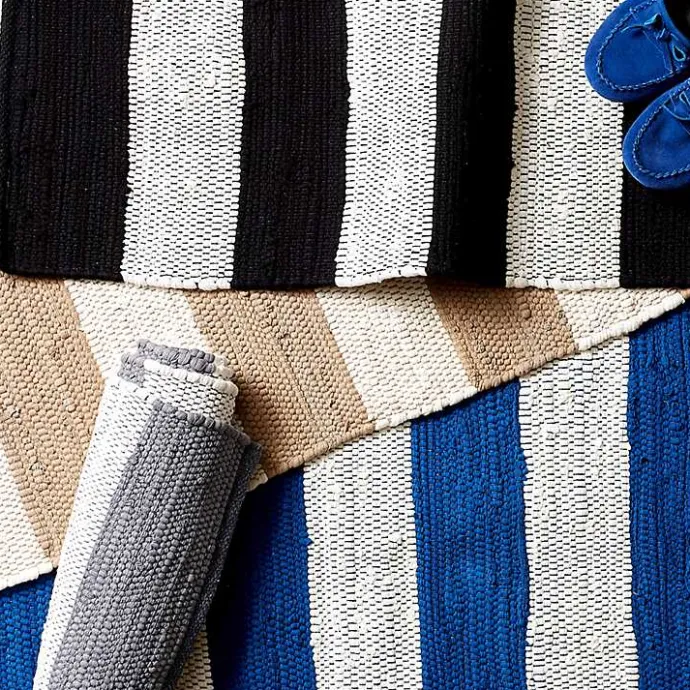 Discount Kirklands Home and White Stripe Cotton Accent Rug, 2x3 Gray