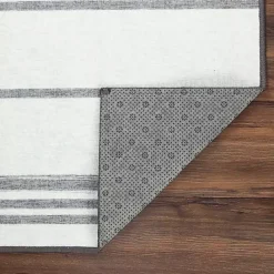 Sale Kirklands Home Gray and White Stripe Washable Area Rug, 3x5